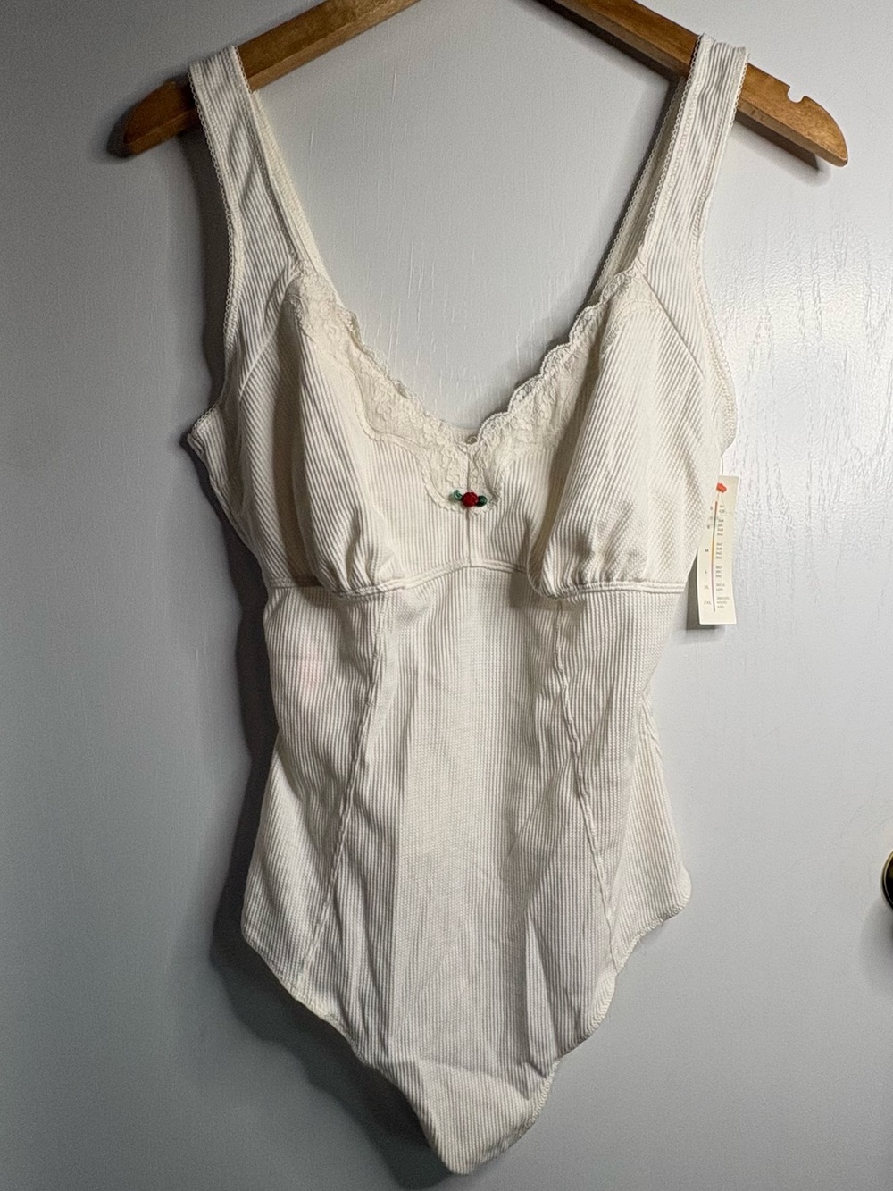 Colsie Sz XL Lace Trim Bodysuit XL Stretch Wireless Opaque Country Boho Cowgirl
